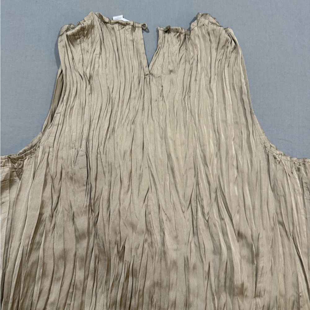 J. Jill Women Crinkled Sleeveless Dress in Mushroom Large - Picture 5 of 5